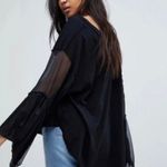 Free People  Black Still Got It Mesh Sleeve Top Small Photo 3