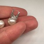 Freshwater Pearl Marcasite‎ Sterling Silver Earrings Pierced Bride Bridal Drop Photo 6