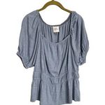 Knox Rose  Slate Blue Puff Sleeve Blouse Short Sleeve Medium Photo 0