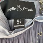 Needle & Thread Comet Midi Dress Size 2 XS Blue Gray Lavender Beaded Open Back Photo 13