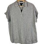 Rachel Rachel Roy Blue & White Pinstripe Popover Linen Short Sleeve Top S Photo 0
