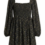 Ganni  Floral Print Smocked Mini Dress Long Sleeve Balloon Puff Sleeve Size US 6 Photo 0