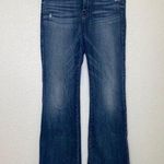 7 For All Mankind 7FAMK Dojo Flare Denim Jeans EUC Sz 27 Long Inseam Distressed Cotton USA Photo 0