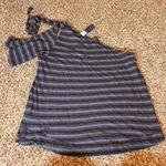 Lucky Brand Lucky‎ Brand One Shoulder Top Striped Tie Neck Casual Blouse 1X Photo 5