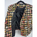 ZARA Trafaluc Floral Multicolor Houndstooth Moto Jacket Women's Small Photo 6