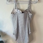 Elegant navy blue and White Striped One Piece Swimsuit Nip tuck size 8 Photo 4