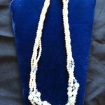 Vintage Statement Necklace Layered Multi Size Faux Pearl 4 Strands Blue Crystals White Photo 4