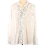 Torrid | Cloud White Sheer Chiffon Clip Dot Ruffle Neck Tie Front Top 5X NWT Photo 1