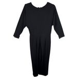 Calvin Klein  Black Faux Wrap Ruched 3/4 Slit Sleeve Jersey Knit Jumpsuit Size 10 Photo 1