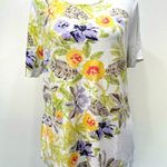 Chico's Chico’s White Multicolor Tropical Floral Print Short Sleeve Knotted Hem Top 1/M Photo 0