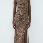 ZARA Maxi Dress Mesh Cheetah Animal Print Leopard  Bodycon Fitted Photo 3