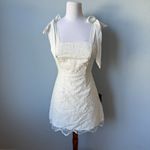 Lulus Lovable Aesthetic White Embroidered Tie-Strap Mini Dress Size Small Photo 3
