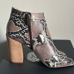 Vince Camuto New Fedrilla Peep Toe Snake Print Embossed Block Heel Bootie Photo 4