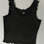 Iris basic  Black Ribbed Frill Solid Tank Crop Top Cami Camisole Shirt Tee Size S 🕷️ Photo 0
