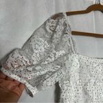 Nsr White & Black Dotted Puff Sleeve Sheer Blouse Size Medium Photo 3