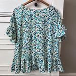 Red Lolly  Blue Blouse with Ruffled Bottom. Size Small. EUC Photo 5