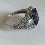 STERLING SILVER 925 AMETHYST AND CUBIC ZIRCONIA COCKTAIL RING (10) Purple Photo 11
