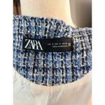 ZARA Blue Blazer Tweed Jacket size small top button missing stylish work blazer Photo 5