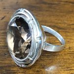 Sterling Silver Faceted Smokey Quartz and  Vintage Cocktail Ring Size 6 Photo 2