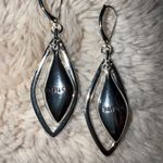 NAPIER Dangling Teardrop‎ Faux Abalone silver Tone Leverback Earrings Photo 3