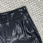 ZARA  Embossed High Waist Faux Leather Ankle Pants‎ Black Small Photo 2