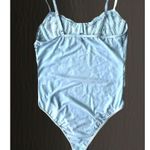 NWT Blashe Teddy Bodysuit Sz M Blue Sheer Lace Accents Snap Closure Exo… Photo 2