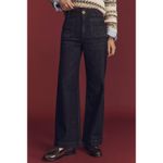 Maeve Anthropologie The Colette Full-Length High-Rise Wide-Leg Jeans Sz 33T Noir Photo 1