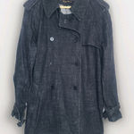 Ralph Lauren Lauren Jeans Co.  Black Denim Jean Trench Coat‎ Jacket Size L Photo 0