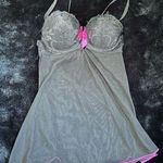 Black Lace Babydoll Lingerie with Pink Bow Accents Photo 0