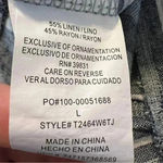 Jolt  Women's Beach Boho Pants Linen Bland Wide Leg Blue White Stripe Size Large Photo 6