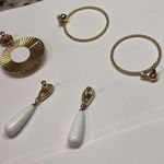 Monet Lot Of 3 Signed  Costume Earrings Pierced - Gold Tone Dangle Photo 5