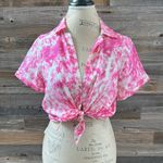 For Love & Lemons NWT ‘Devon’ Pink Tie-Dye Front Tie Crop Top Size Medium Photo 3