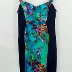 Black Halo dress 12 blue floral watercolor sweetheart sleeveless sheath NEW Photo 0