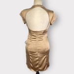 ASOS DESIGN Mini Dress Women's 4 Gold Satin High Neck Seamed Lace-Up NWT Photo 4