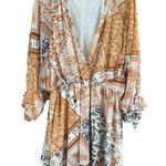 White Birch Tan Wrap Sundress with Bishop Sleeves Photo 7