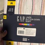 Gap  women’s cozy Pink and White Striped Linen Button Down Shirt size M Photo 3