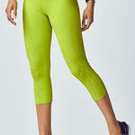 Fabletics Lime Angela Perforated Powerhold High Rise Capri Leggings Small Photo 0