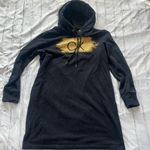 Calvin Klein Black Gold Hoodie Dress Midi CK Logo Women’s L Pullover Sweatshirt Photo 0