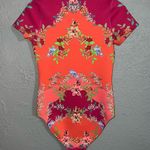 Johnny Was NWT Wave Surf One Piece Neoprene Orange Pink Floral Swim Suit $298 Photo 9