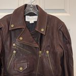 Veronica Beard NWT Marea Leather Moto Jacket in Brown Size 2 Photo 8