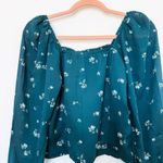 Abercrombie & Fitch Womens Blouse Size S Teal Floral Crop Fairy Cottage Prairie Photo 1