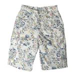 Esprit Vtg  Linen White Floral Bermuda Shorts High Waist Boho Cottagecore Sz 9/10 Photo 0