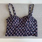 Band of Gypsies  Navy Blue Red Floral Bustier Cropped Tank Top Size Small Photo 0