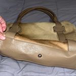 Italian Leather Cowhide Tote Purse Tan Photo 2