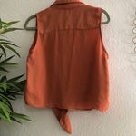 Shinestar Orange button up down sleeveless tie uo crop top blouse shirt  Photo 1