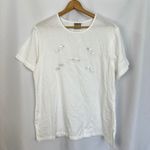 African Safari Embroidered Top Big Five Graphic Print Short Sleeve Women Medium White Photo 5