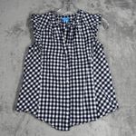 Draper James  Shirt Blue White Gingham Top Ruffle Sleeve Button Down‎ Blouse XS Photo 1