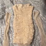 Oh Polly  Dukine Ruched Mini Dress in Cream Photo 4