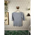 Maeve Mauve by Anthropologie Ribbed Split-Neck Top in Sky - Size - XS Photo 3