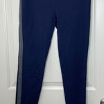 Per Se EUC  Sport women’s navy blue‎ gray stripe stretch cotton leggings large Photo 0